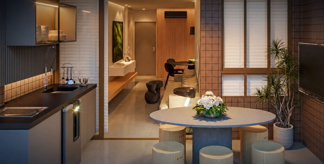 Varanda gourmet de apartamento pronto